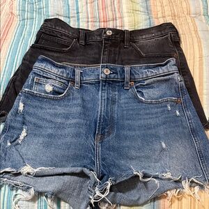 Abercrombie & Fitch Distressed Jean Shorts in Blue and Black